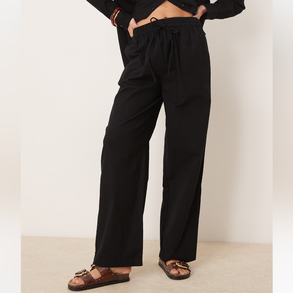 ASOS DESIGN Black Linen Look Pants high rise, wide leg NWOT